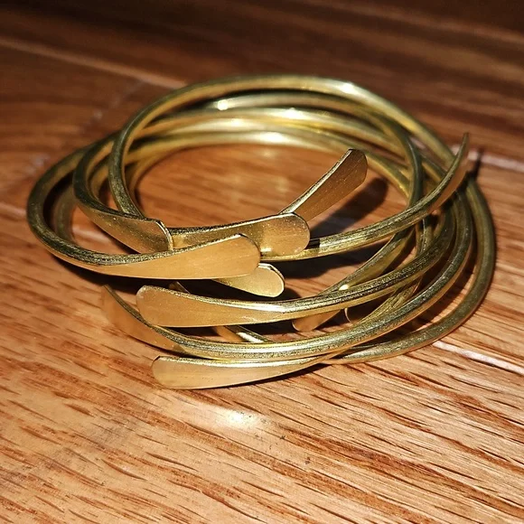 (3) Raw Brass Stacking Bangles | Adjustable - Picture 2 of 5